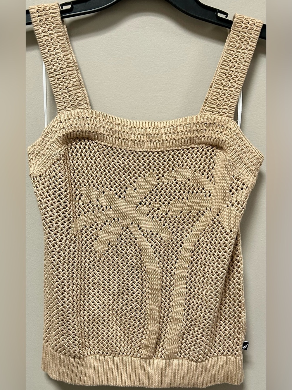 Beige Palm Tree Knit Tank Top Sz S Nautica NWT